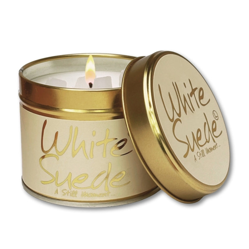 Lily-Flame kaars in blik - White Suede