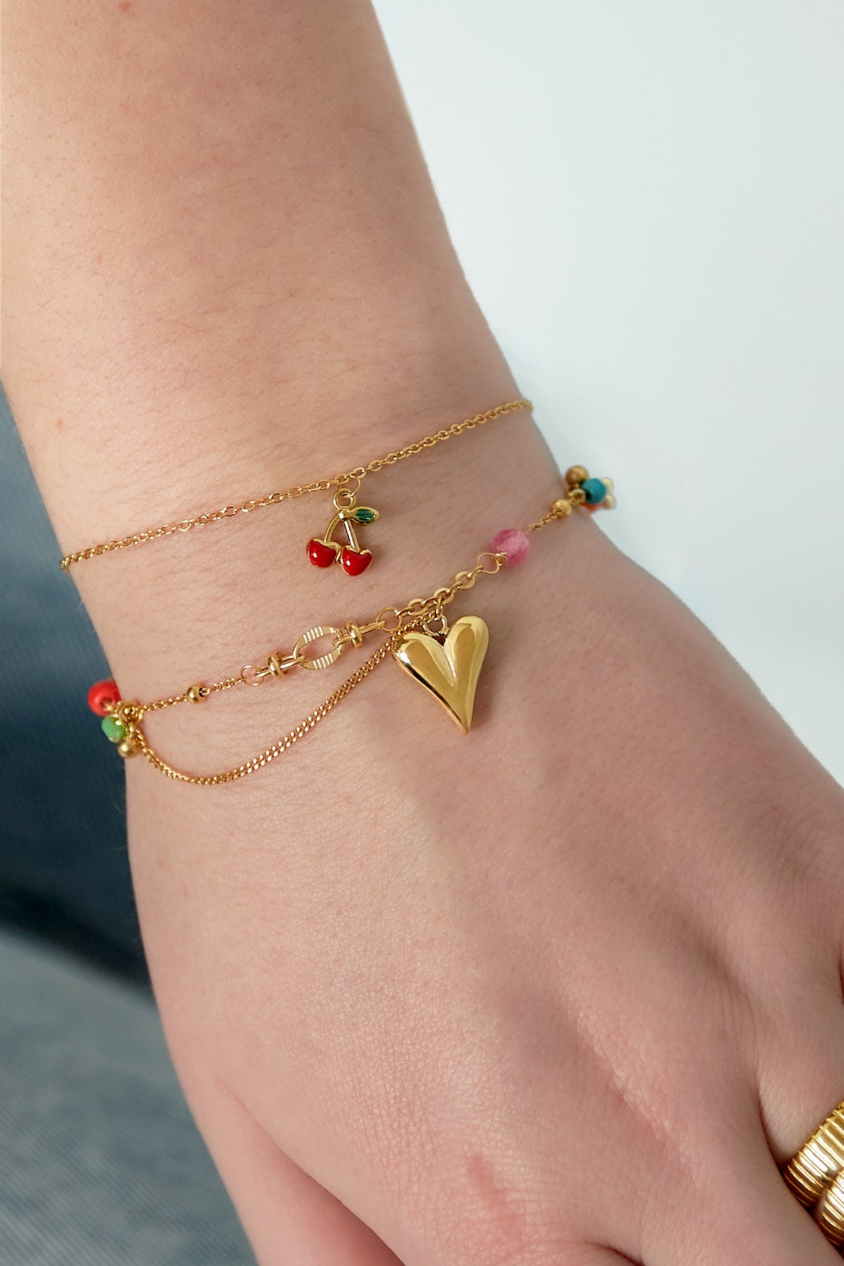 Stainless Steel armband cherry love