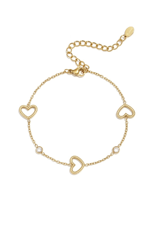 Stainless Steel Hartjes armband met steentjes goudkleur
