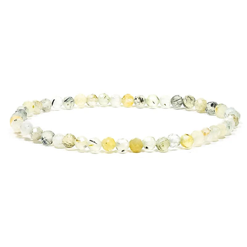 Prehniet armband facet geslepen elastisch