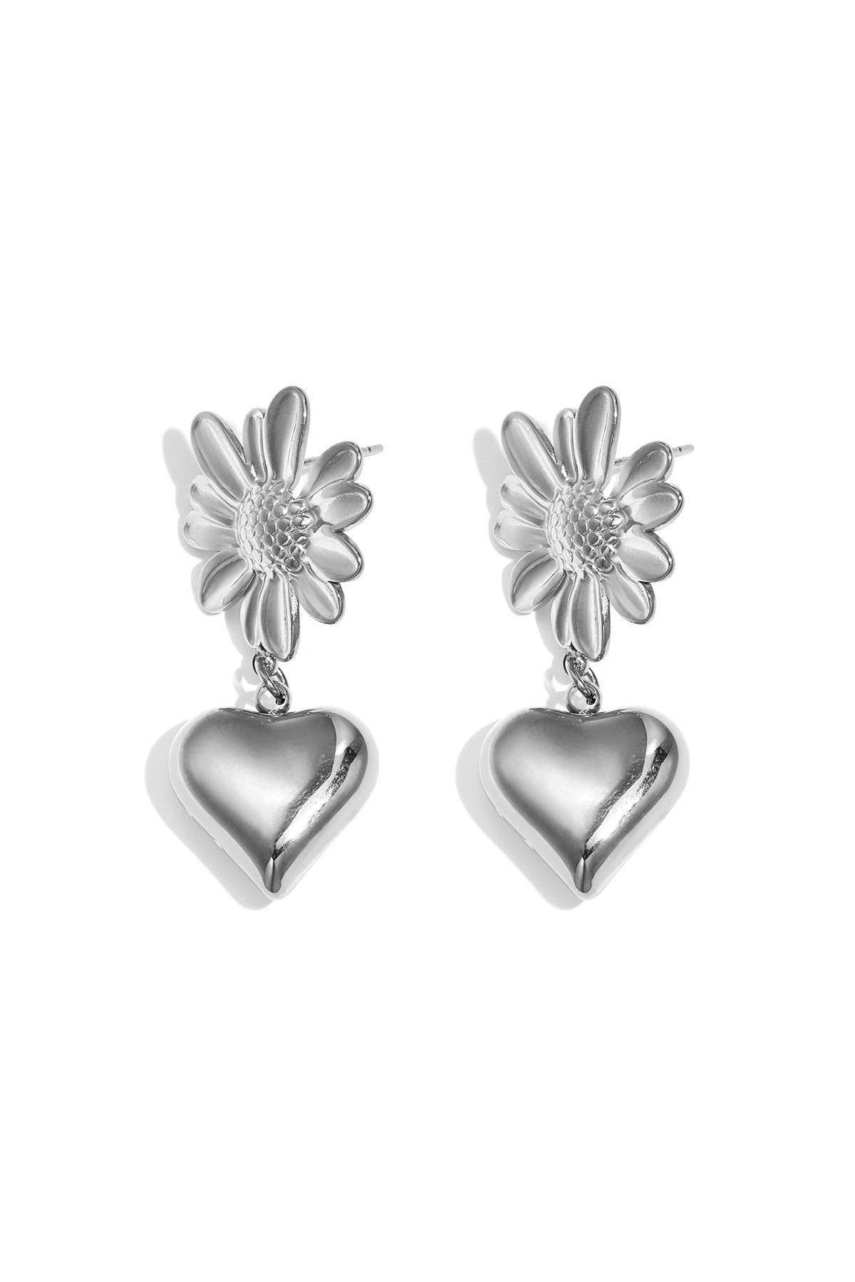 Stainless steel oorbellen met hangend hart