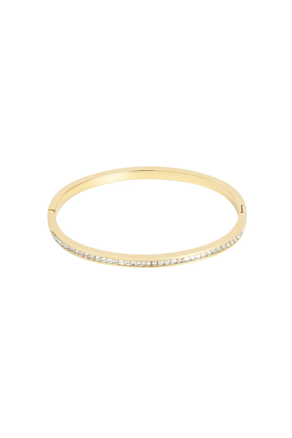 Stainless Steel Slavenarmband dunne steentjes goudkleur