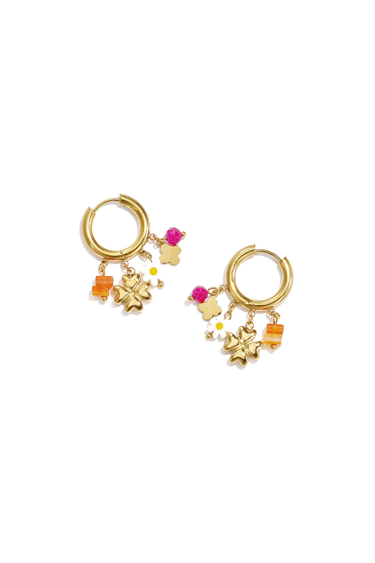 Stainless Steel Oorringetjes met hangende ketting en kralen