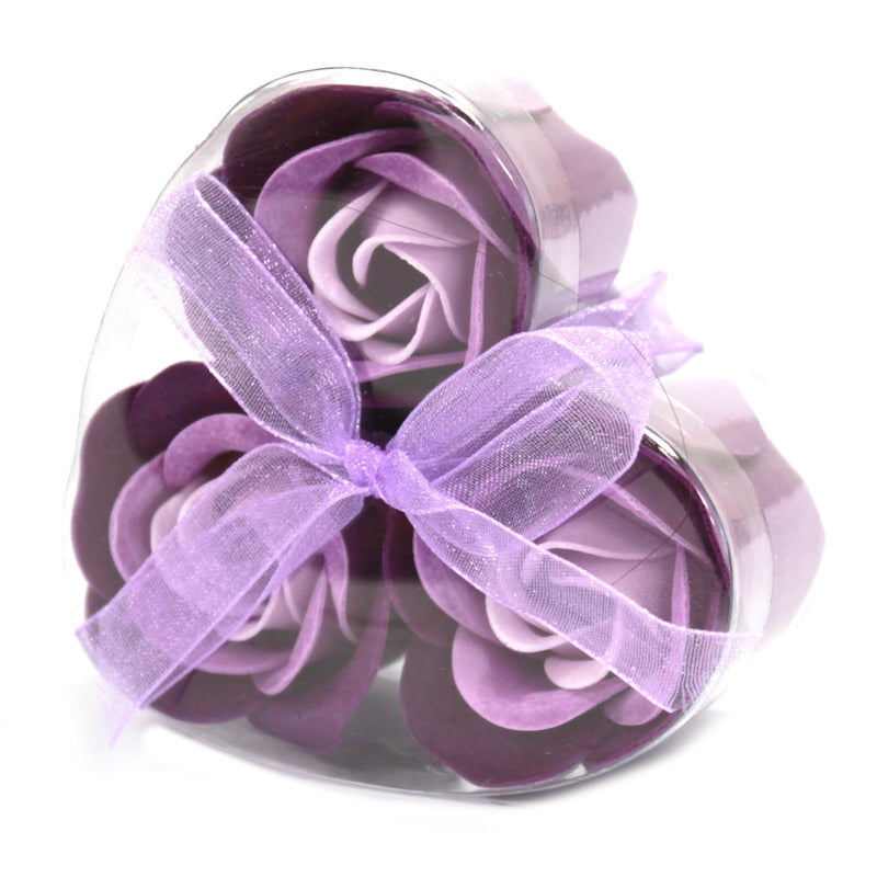 Set van 3 Zeep Rozen hartvorm - Lavendel