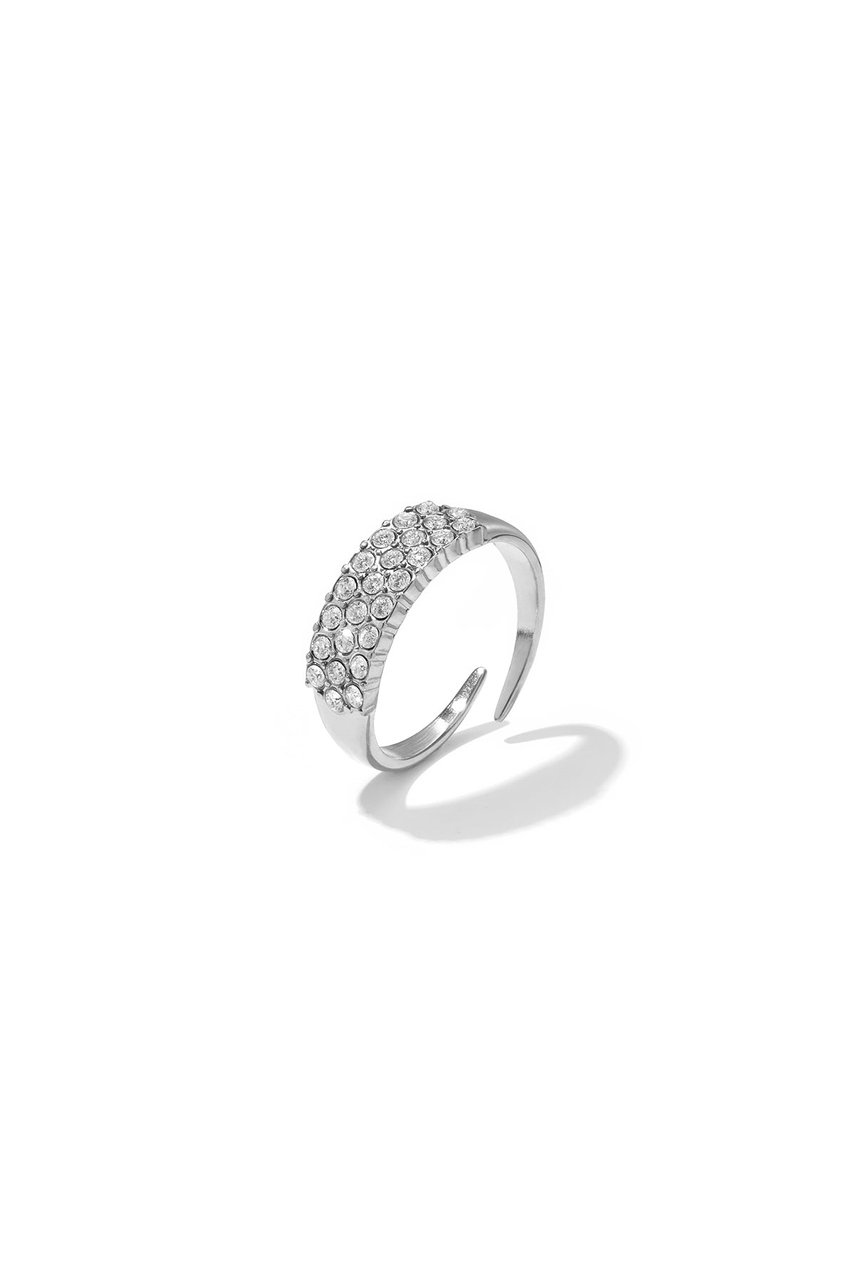 Verstelbare statement ring Stainless Steel met strass