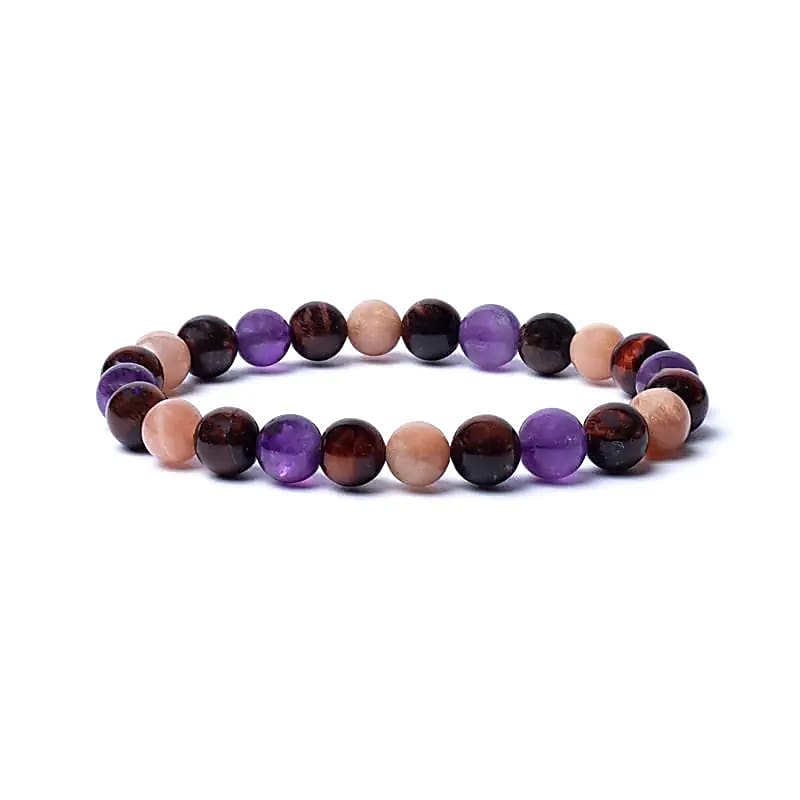 Armband tijgeroog zonnesteen amethist