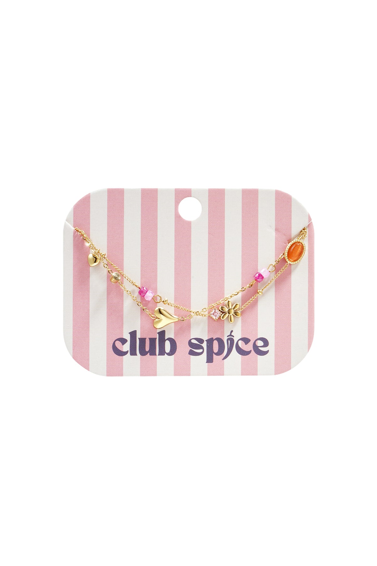 Stainless steel dubbele armband met hangers, kralen en steentjes