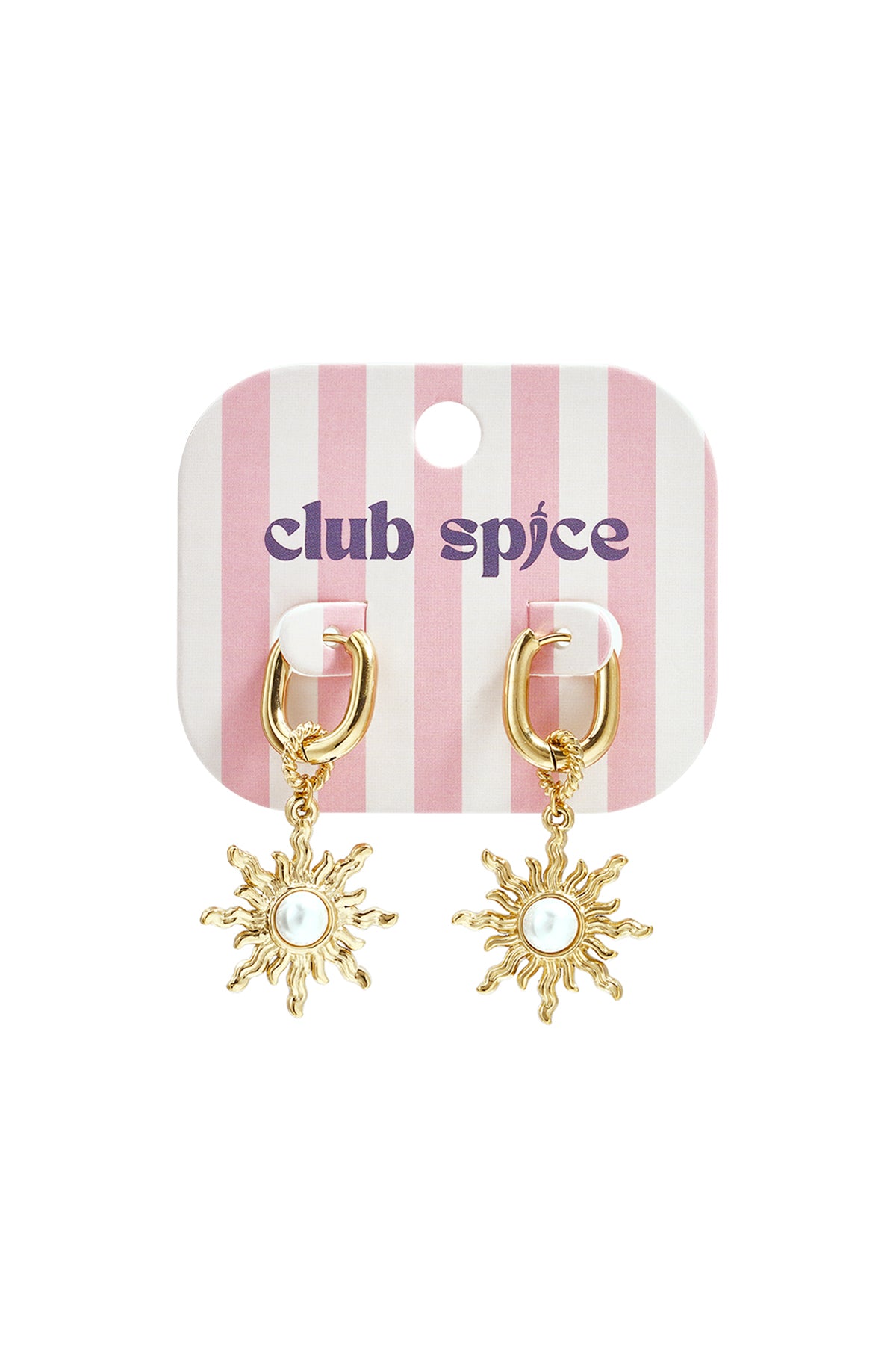 Stainless steel oorbellen met boho zon charm