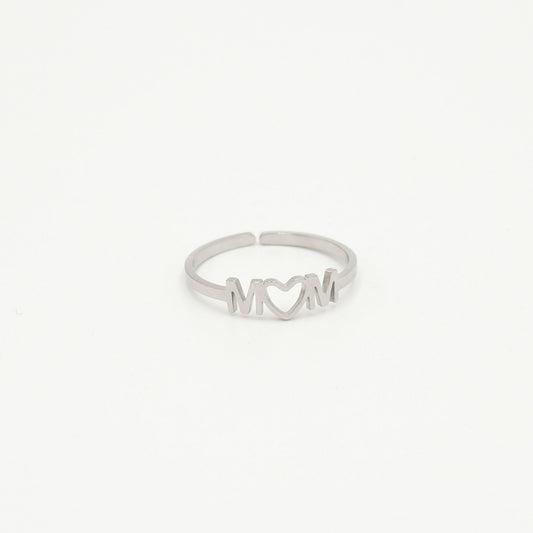 MOM ring Stainless Steel zilverkleurig