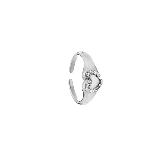 HZ Ring hart strass stainless steel