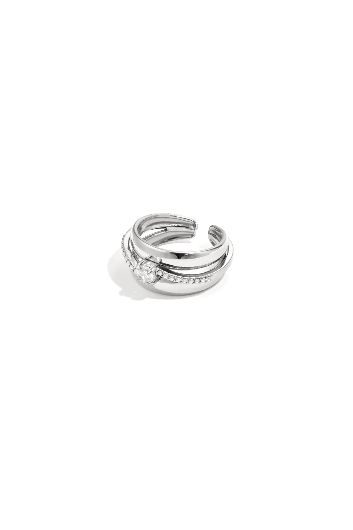 Stainless Steel Gelaagde ring met steentjes