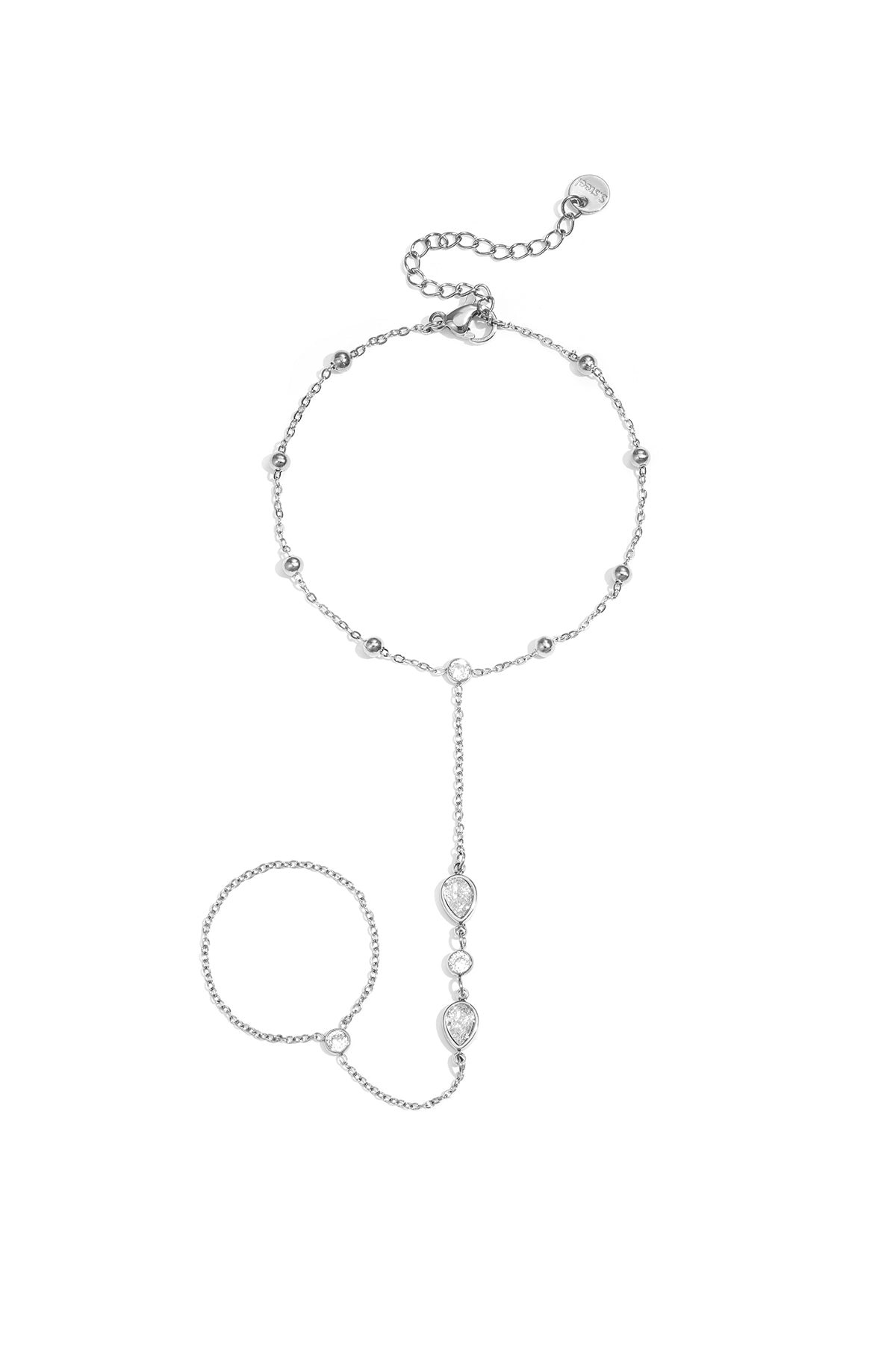 Stainless steel met druppelvormige statement stenen