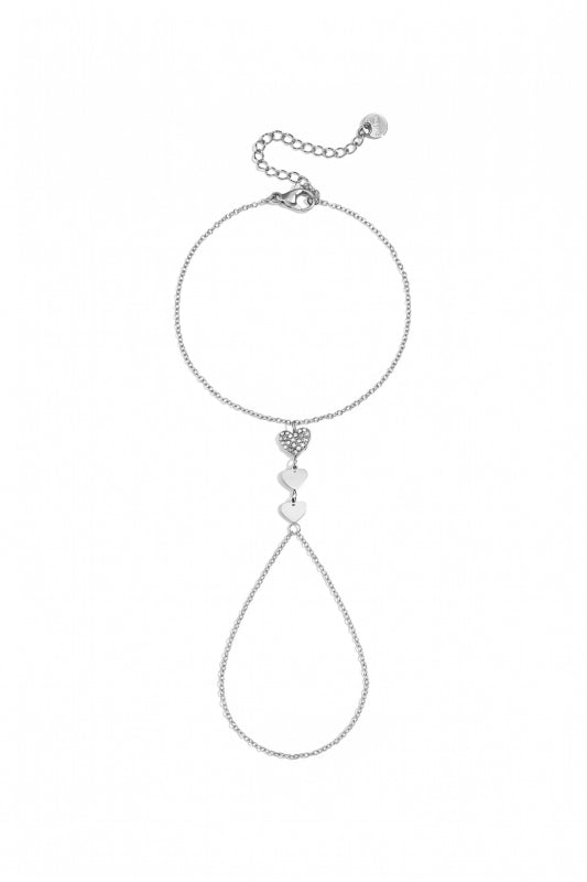 Stainless Steel handchain met harten zilverkleur