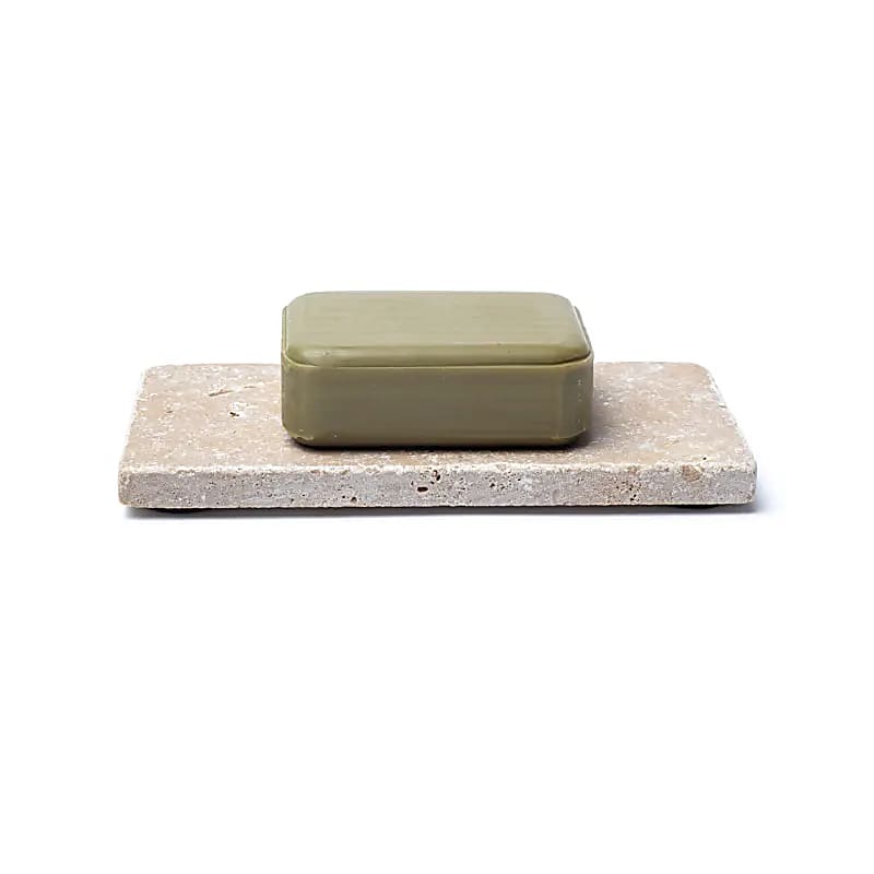Travertijn zeephouder of kaarshouder beige