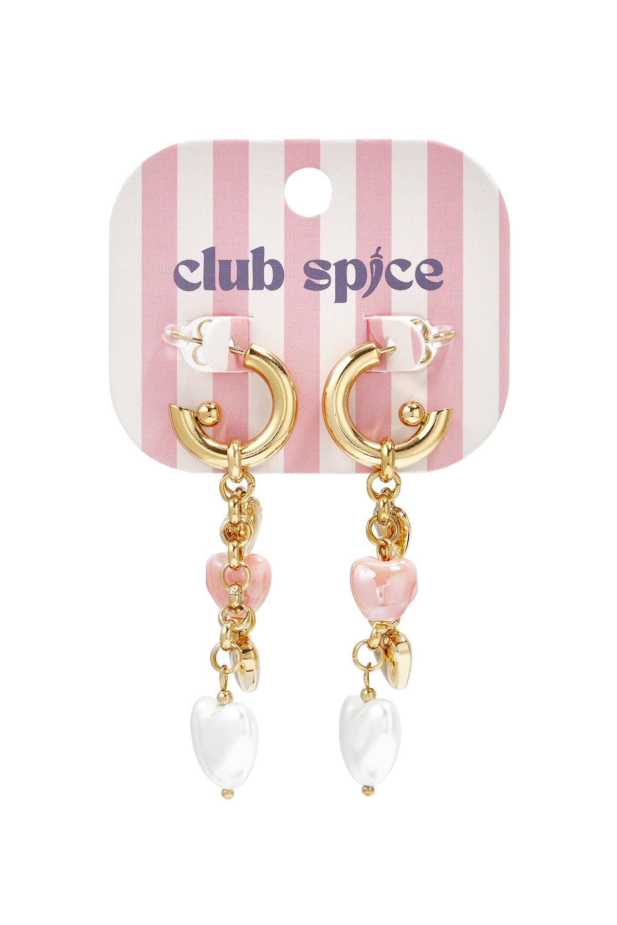 Stainless Steel Oorbellen met hangende harten charms en parels