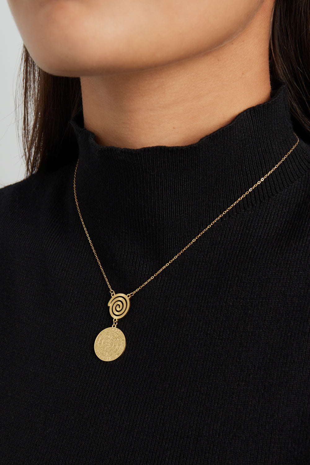 HZ Ketting Solana – met spiraal en munthanger, goudkleurig