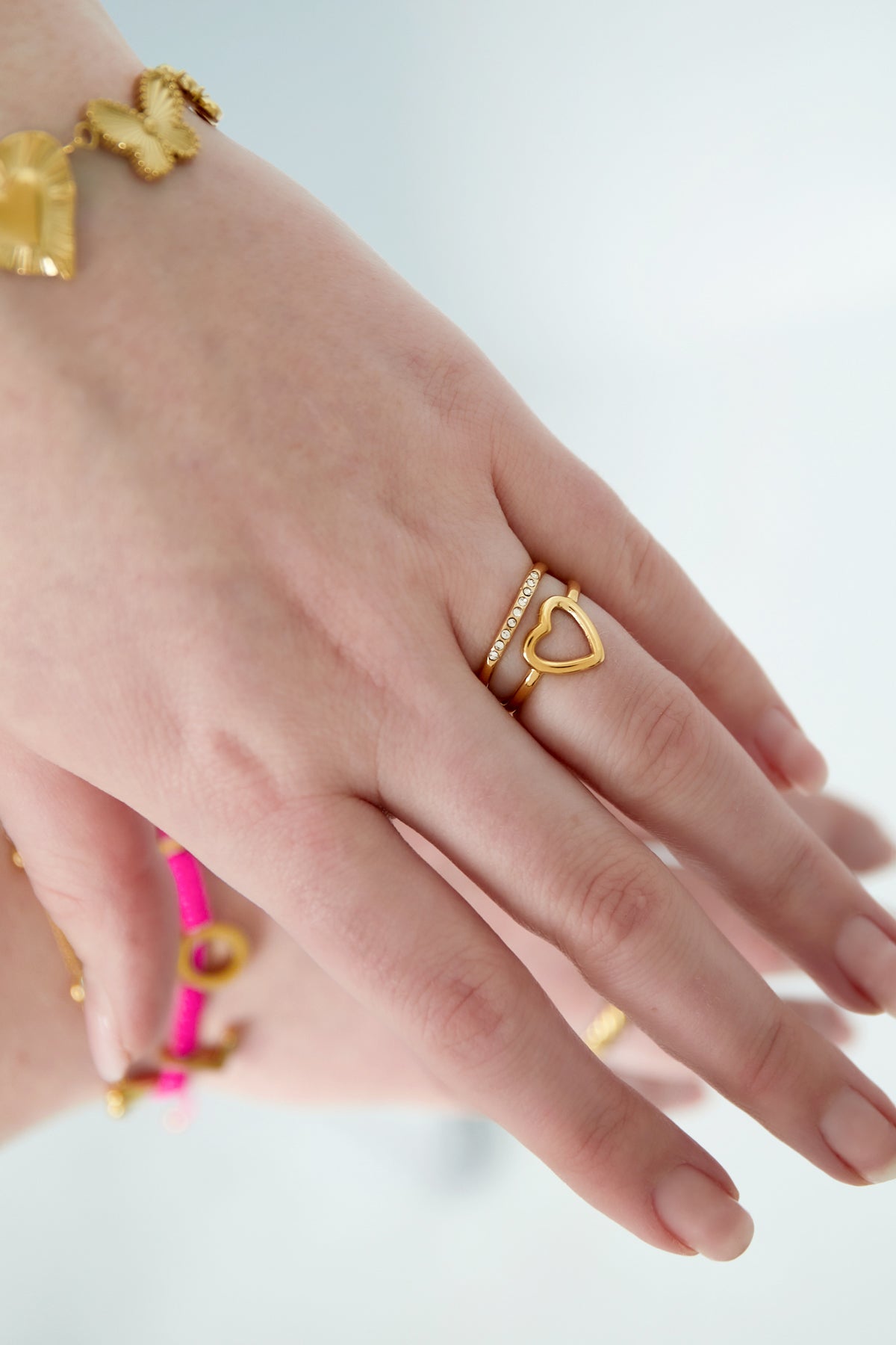 Stainless Steel heart & sparkle ring