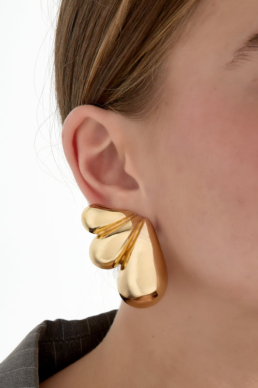 HZ Statement oorbellen Golden Flow – goudkleurig