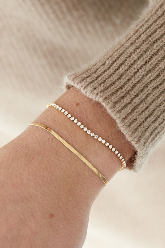 Stainless Steel dubbele armband met strass goudkleur