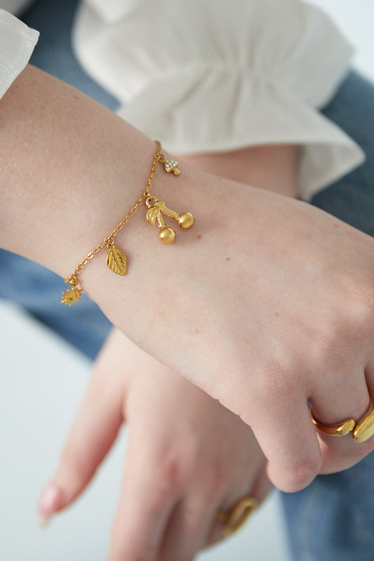 HZ Bedelarmband Cherry Garden – goudkleurig