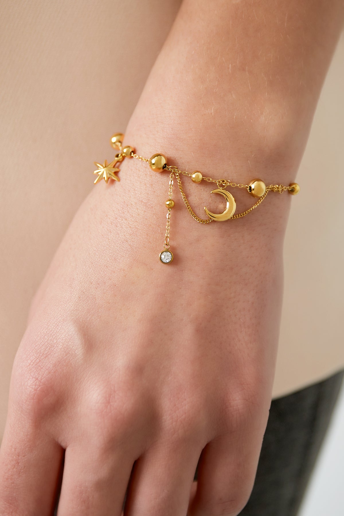 armband trendy moon stainless steel goud of zilver 