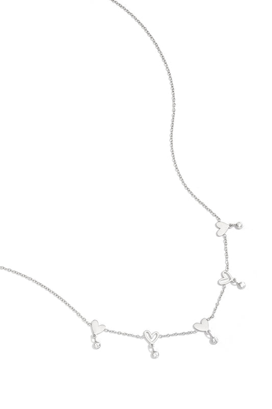 Stainless Steel Ketting met hartjes en hangende steentjes