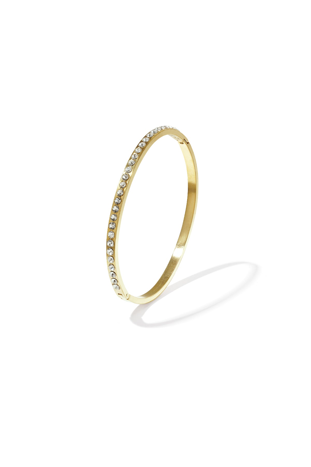 Stainless Steel Bangle met rij steentjes