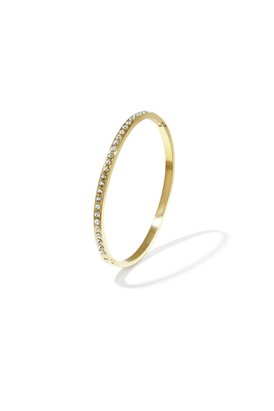 Stainless Steel Bangle met rij steentjes
