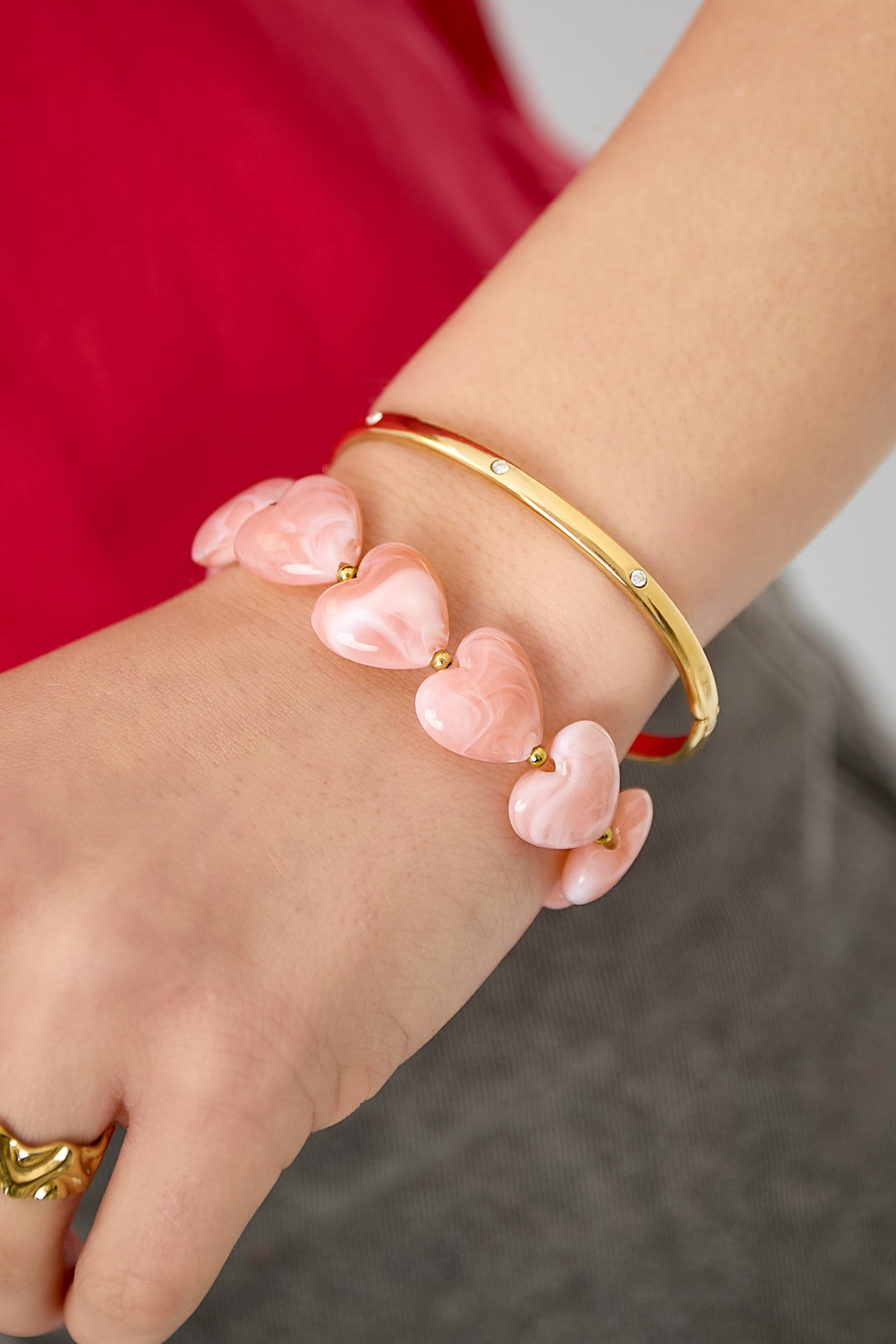 Stainless Steel Bangle met subtiele steentjes