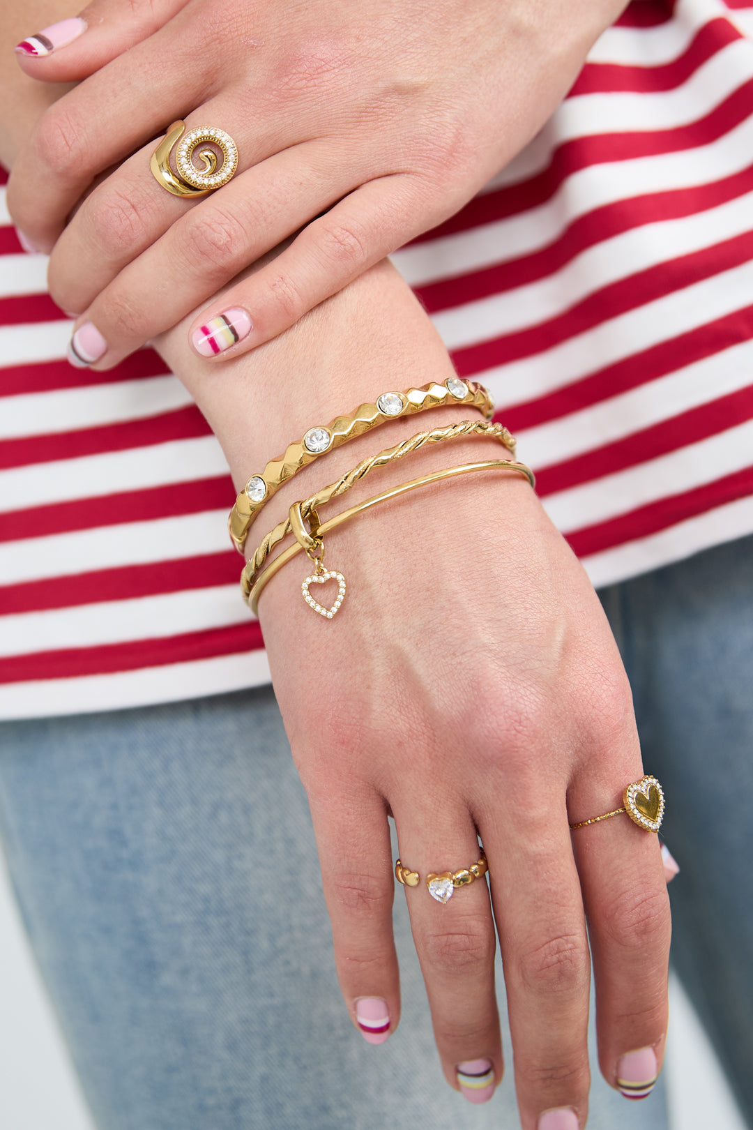 Bangles met hangende bloem charm stainless steel 