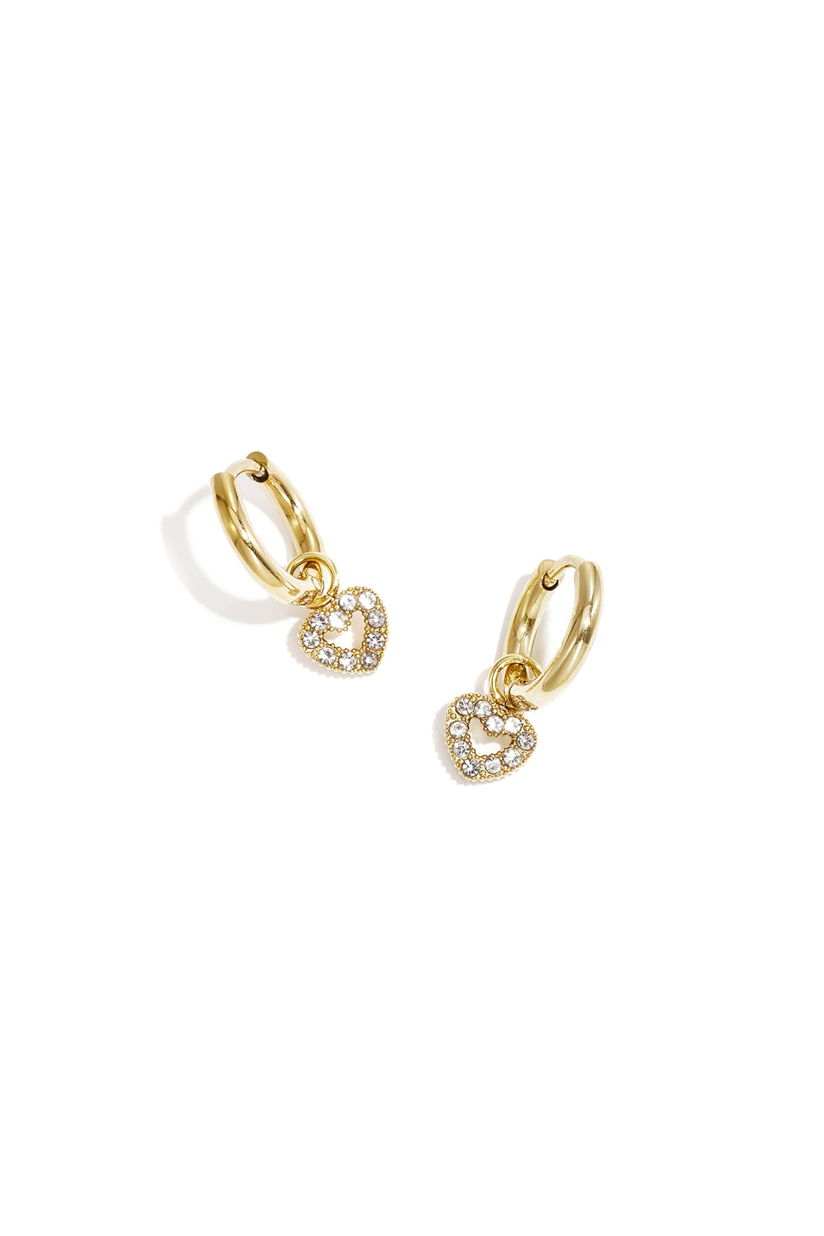 Stainless Steel Oorringen met belegde hartjes charm