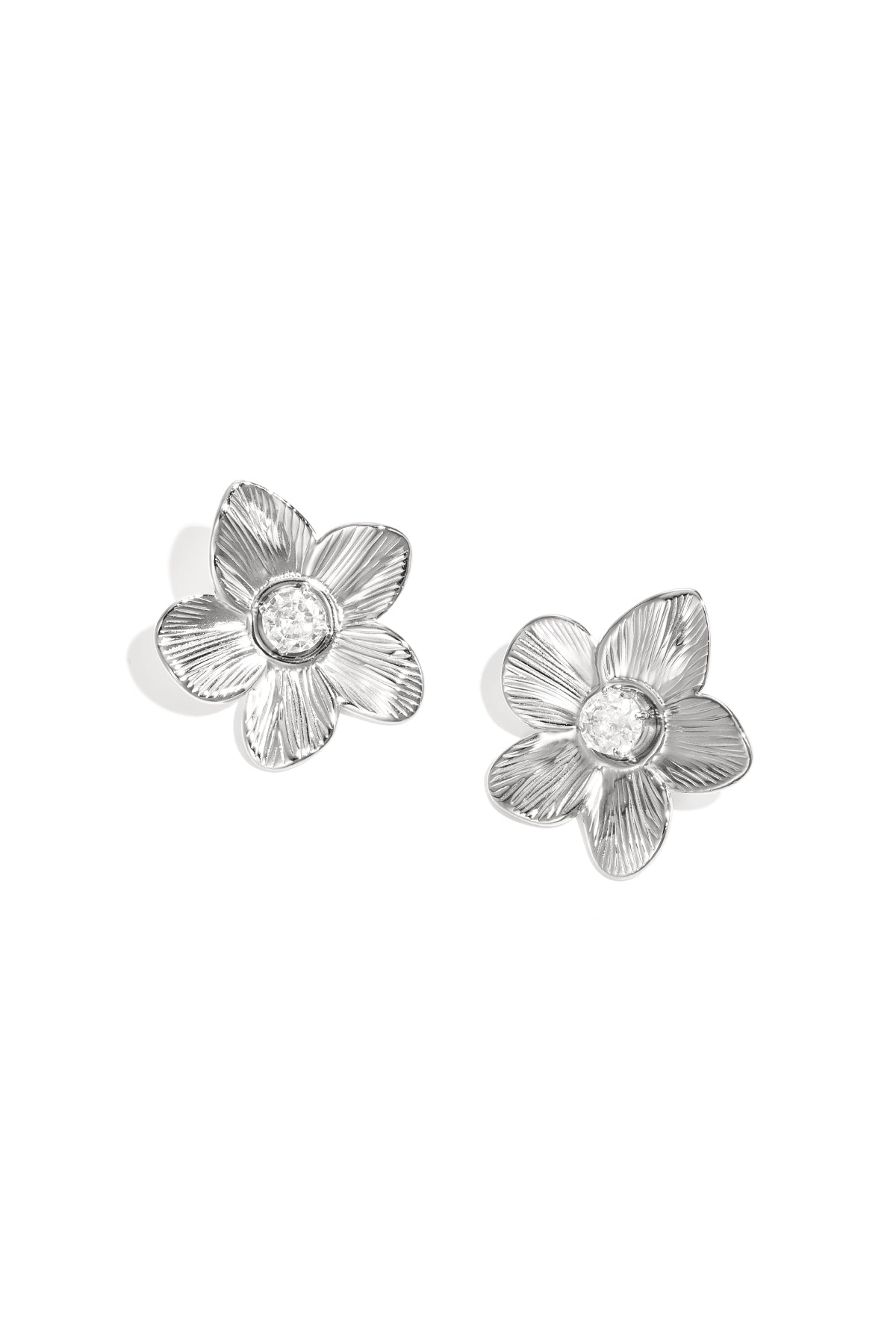 Stainless Steel oorknopjes met bloemmotief