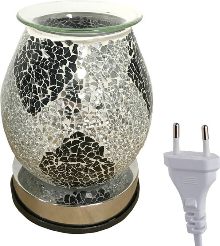 Waxmelt verdamper lamp zwart & Zilver Spiegel Mozaiek