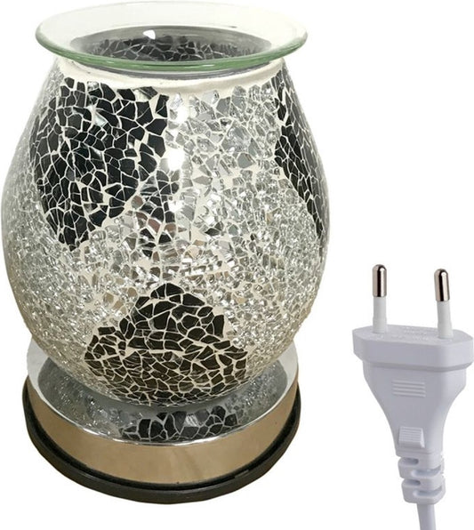 Waxmelt verdamper lamp zwart & Zilver Spiegel Mozaiek