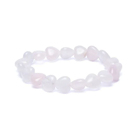 Armband rozenkwarts elastisch hartvormig
