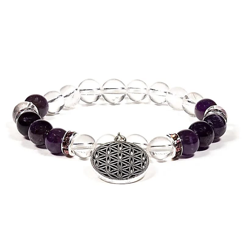Armband bergkristal/amethist 8mm