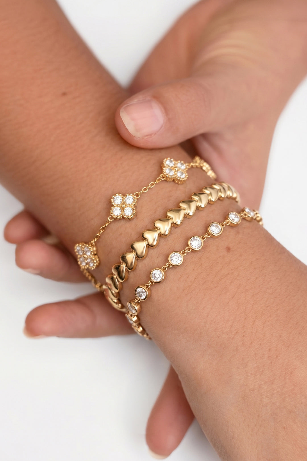 Armband met ronde zirkonia steentjes stainless steel 