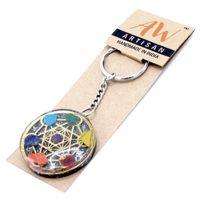 Orgonite Power Sleutelhangers - Ronde Zeven Chakra