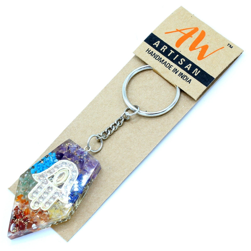 Orgonite Power Sleutelhangers - Edelsteen Chakra Hamsa