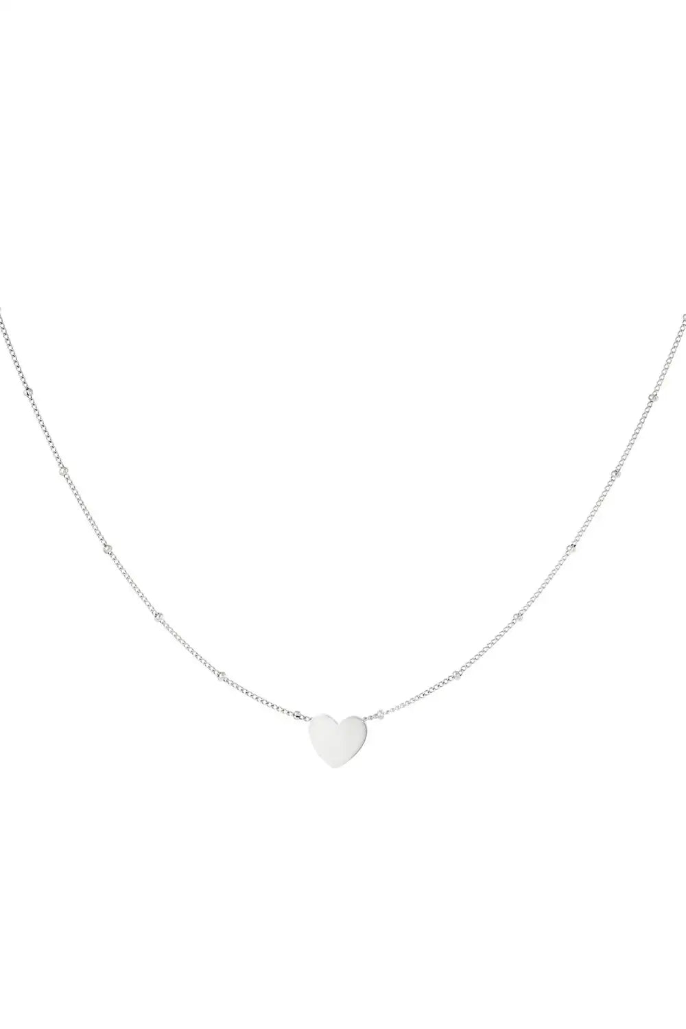 Ketting hart bolletjes Stainless Steel Zilverkleur