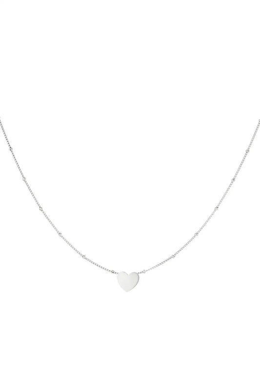 Ketting hart bolletjes Stainless Steel Zilverkleur