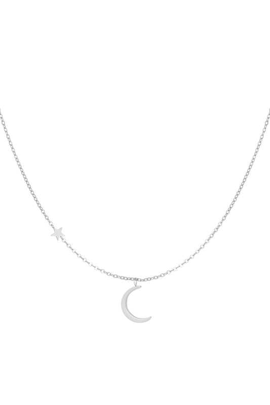 HZ Ketting Night Spark – met maan en ster, zilverkleurig