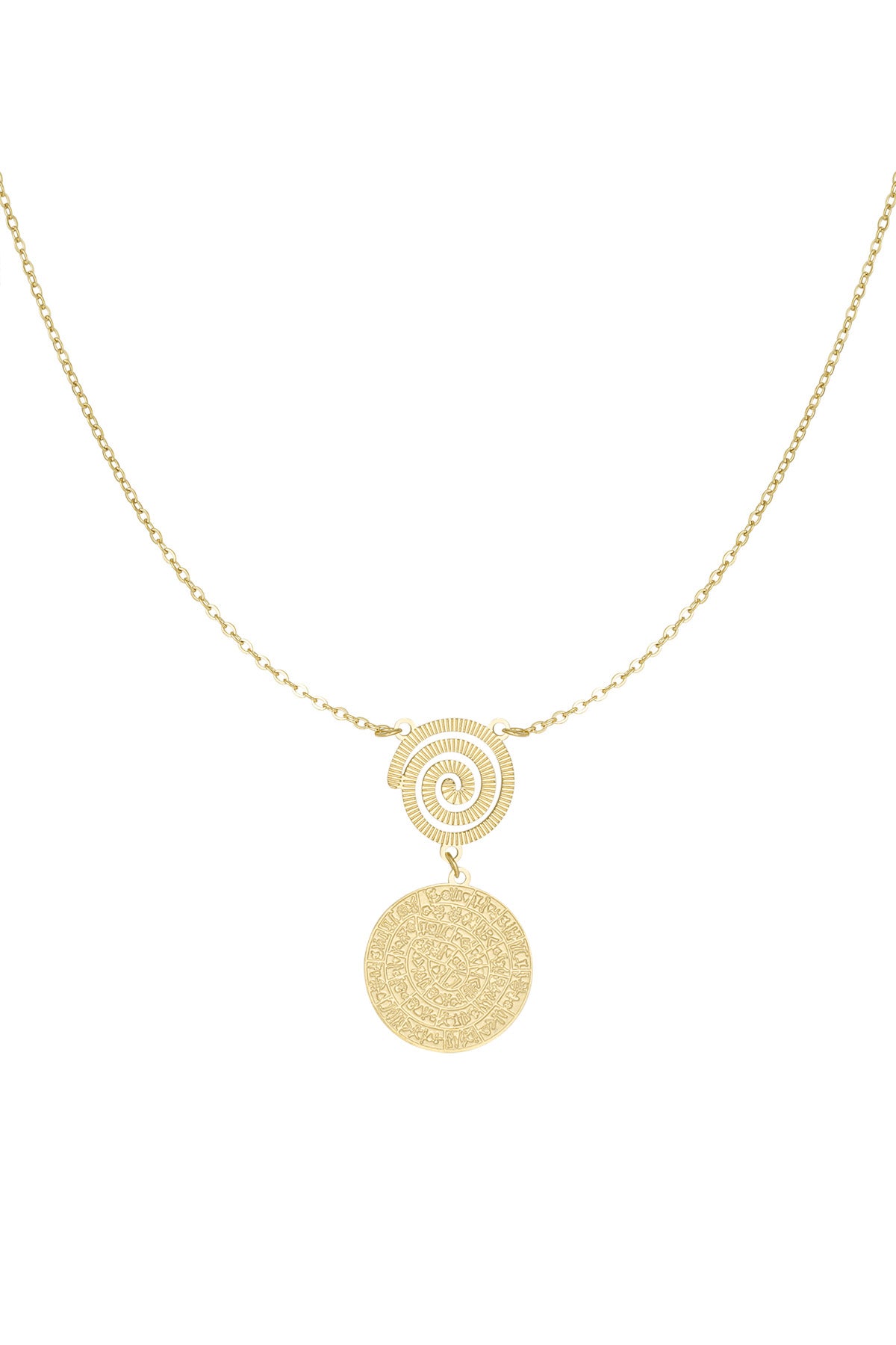 HZ Ketting Solana – met spiraal en munthanger, goudkleurig