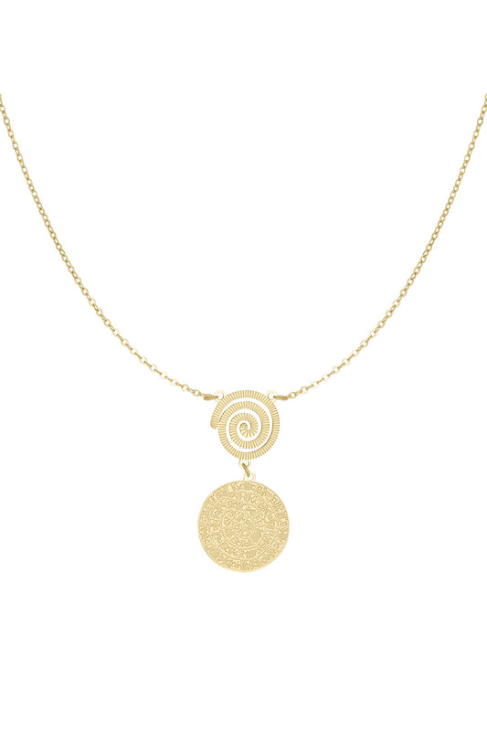 HZ Ketting Solana – met spiraal en munthanger, goudkleurig