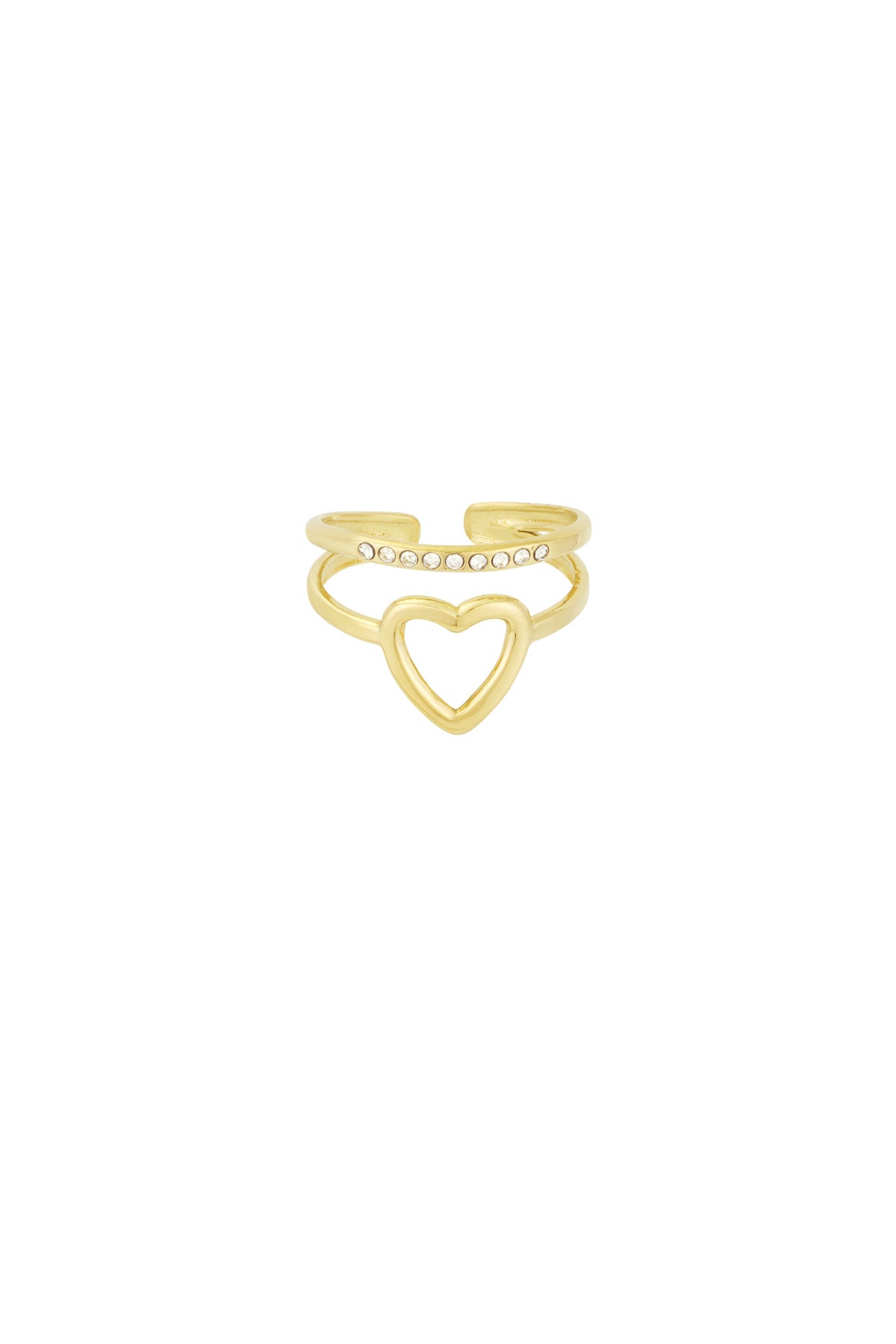 Stainless Steel heart & sparkle ring