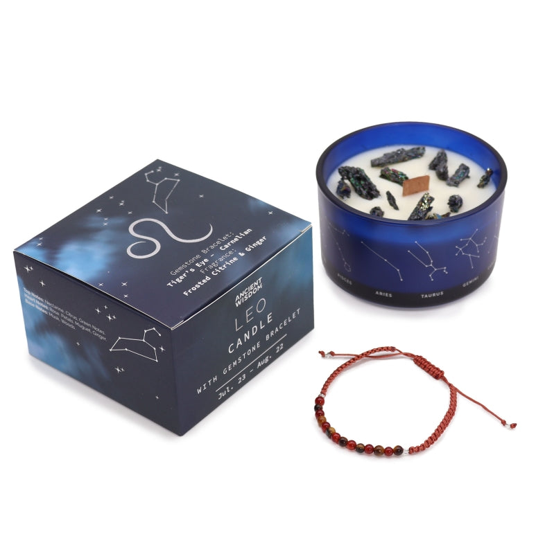 Kaars met Edelsteen + Armband - Leeuw