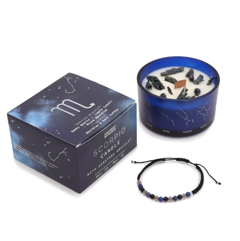 Kaars met Edelsteen+Armband - Schorpioen