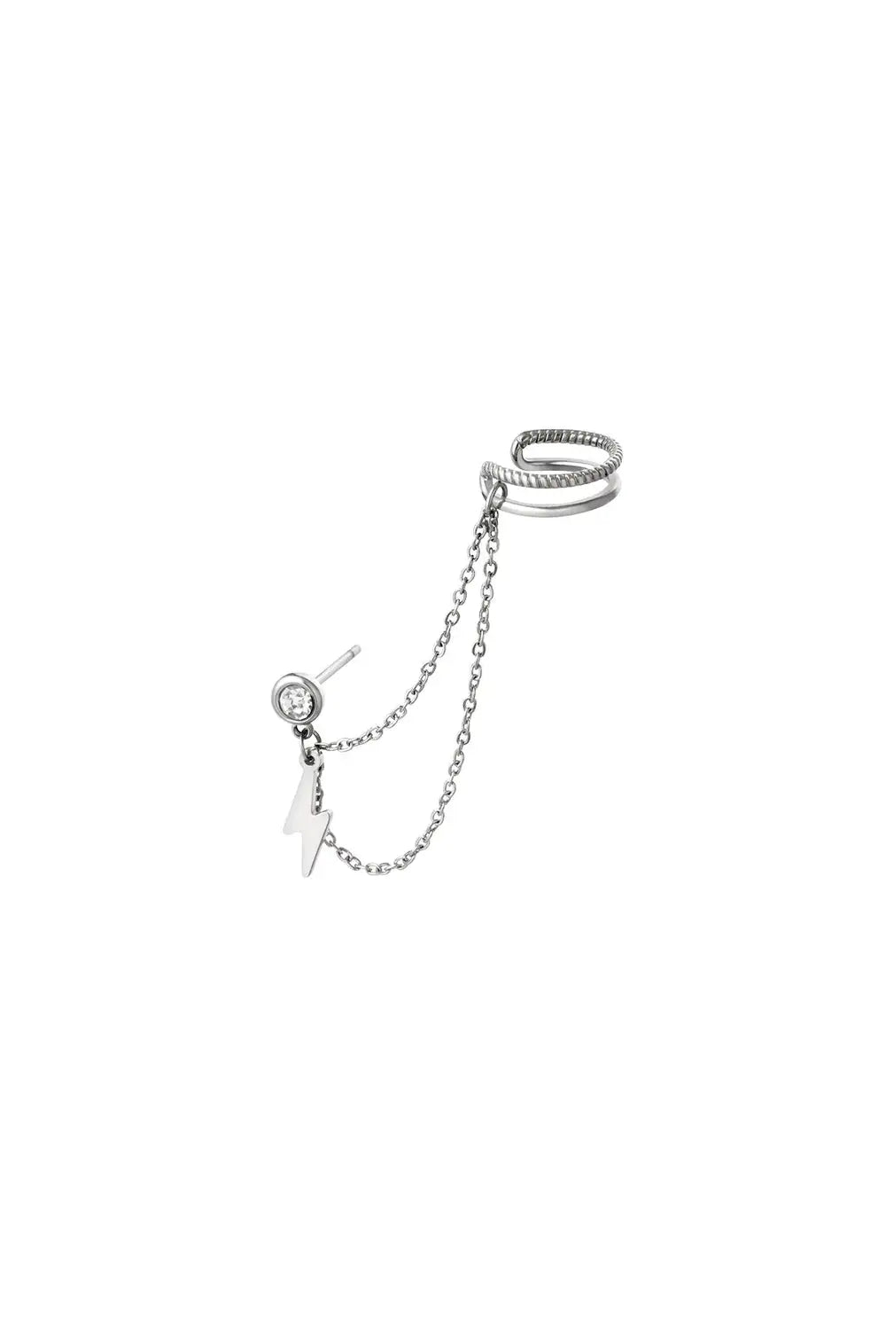 Stainless Steel ear cuff lichtflits zilverkleur