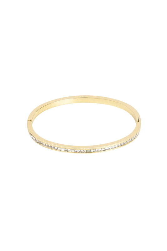 Stainless Steel Slavenarmband dunne steentjes goudkleur