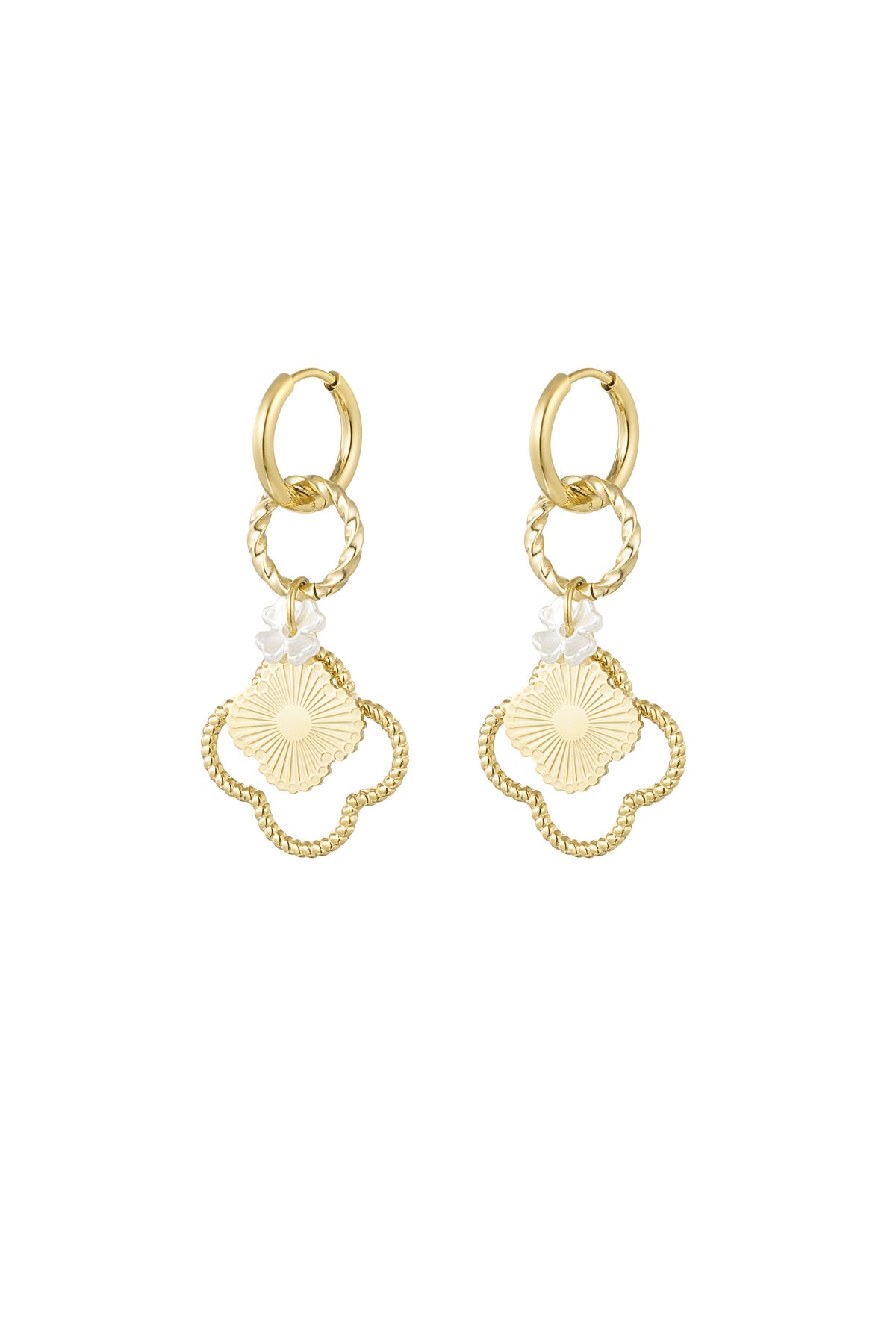 Stainless steel clover dreams oorbellen